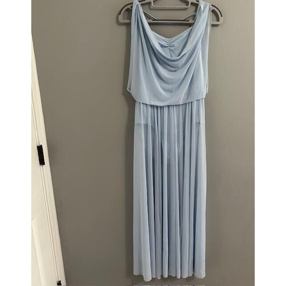 Balera Sz Medium Maxi Dress Double Cowl Stretch Mesh Overlay Dance lyrical - Picture 3 of 10